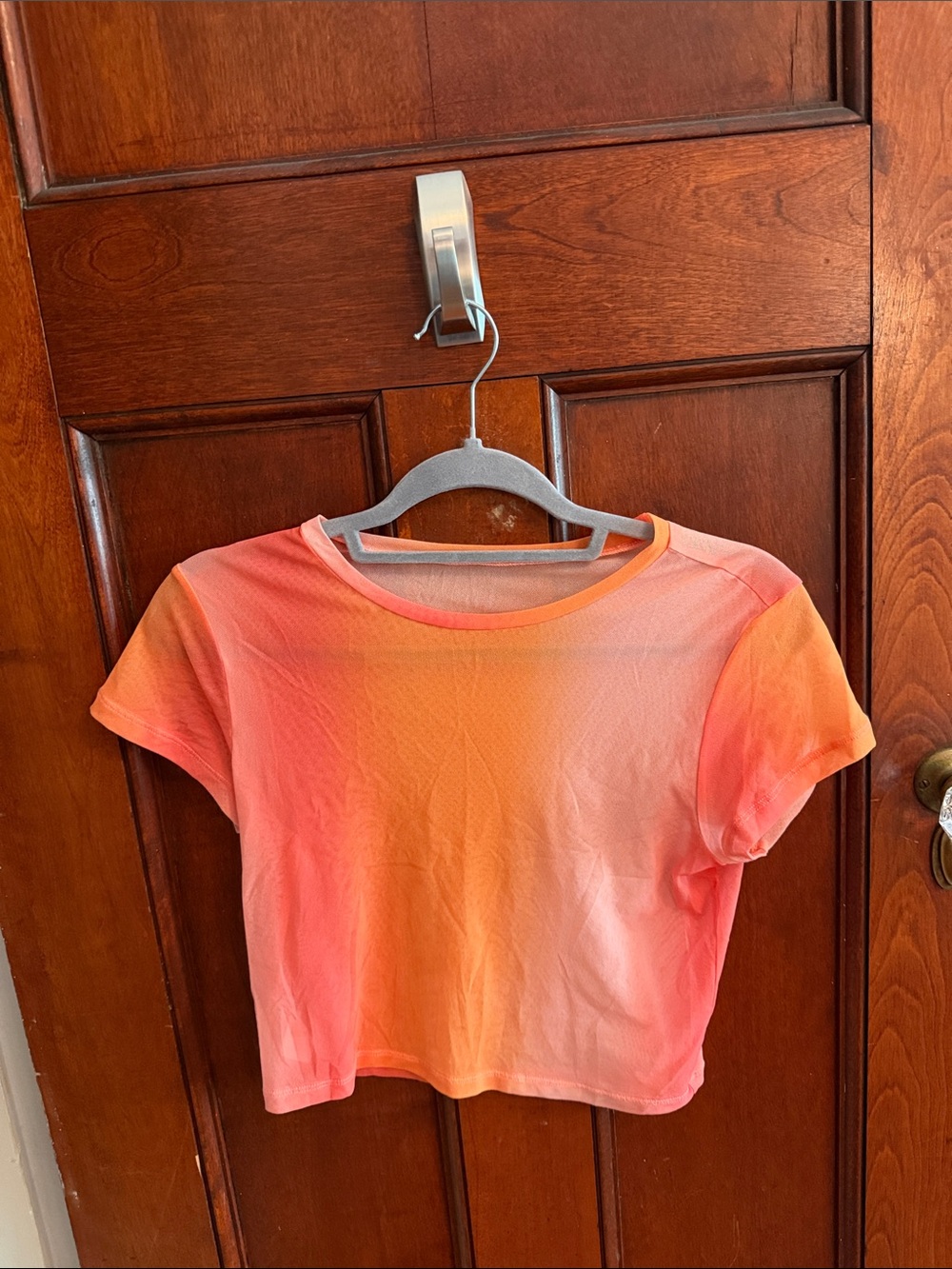 Aerie Coral to Peach Ombre Mesh Crop Top